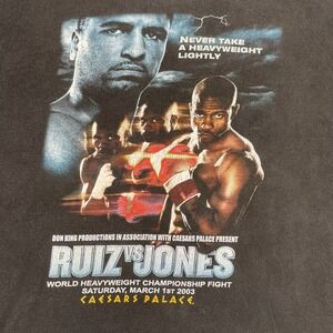 Caesars Palace T-Shirt Mens XL Black Ruiz vs Jones Boxing Heavyweight 2003 Promo